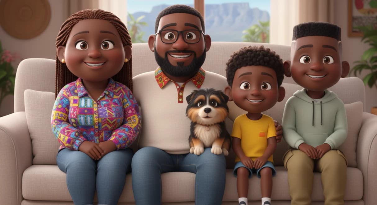 A happy family using a laptop to compare deals online